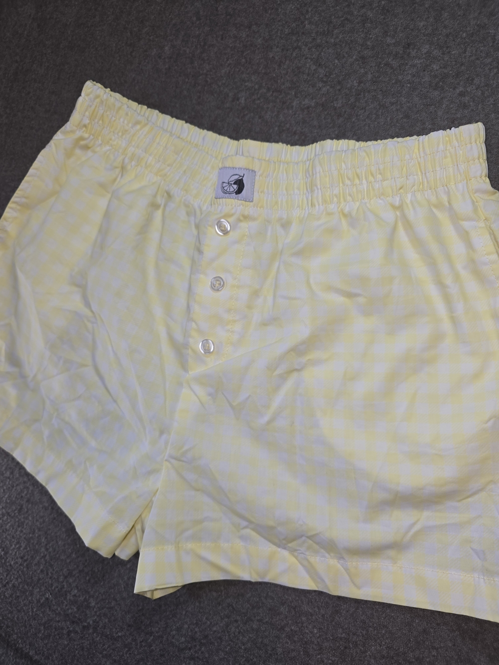 Better/Together Dreamy Nights Yellow Gingham Flat Boxer Shorts Med